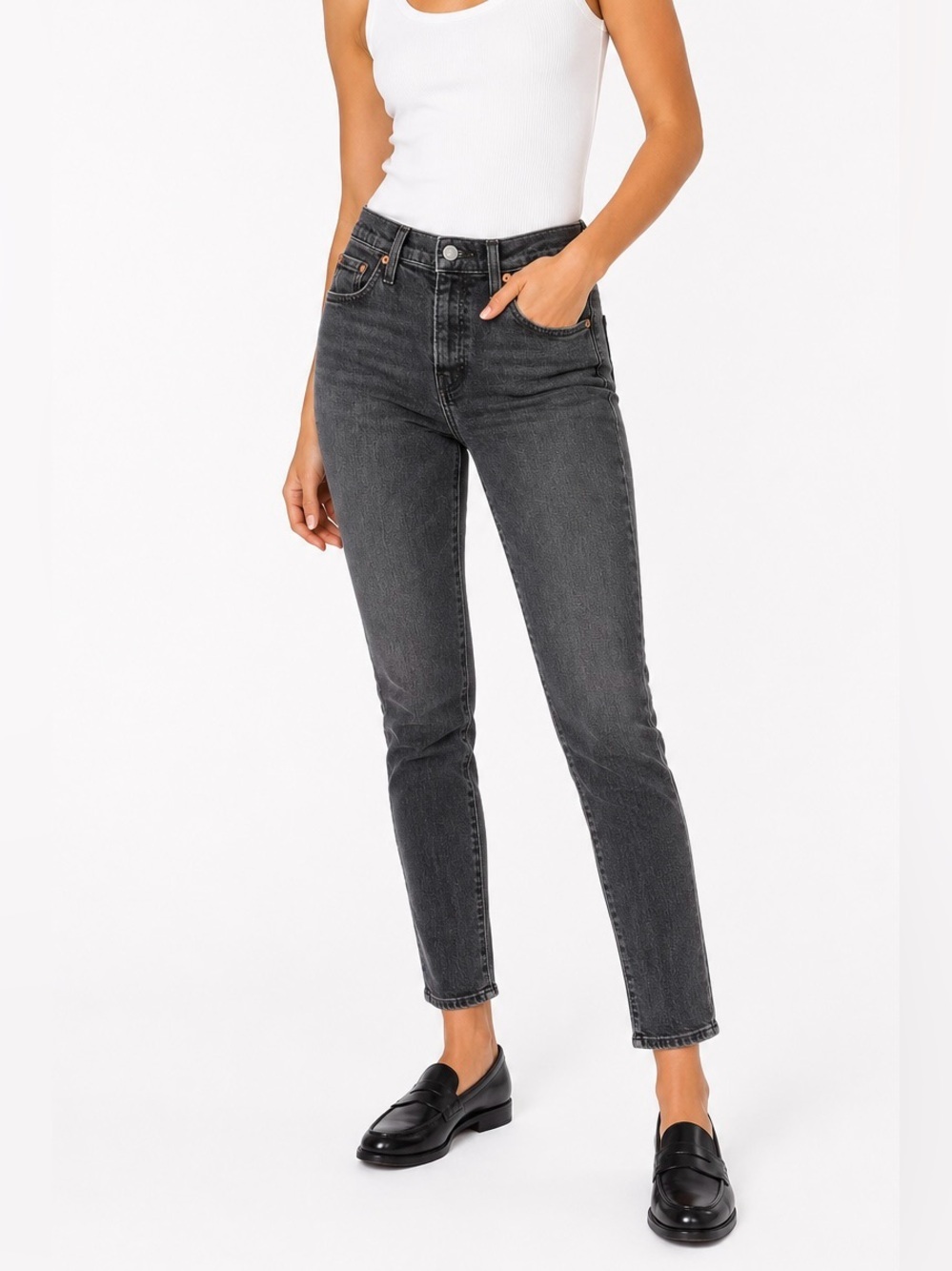 Levi’s Wedgie Skinny High Rise Stretch Jeans Washed Black Gray W27